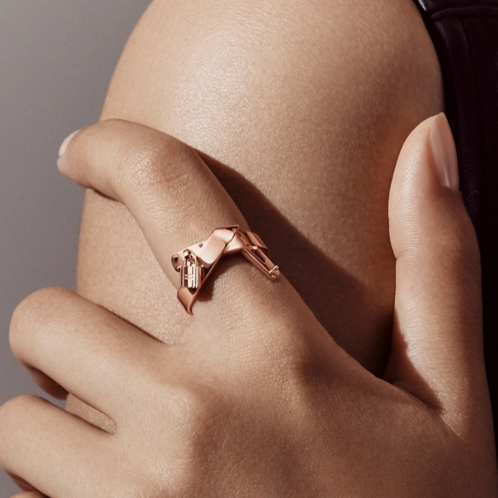 Hermès Kelly Gavroche Rose Gold RingSize 52
